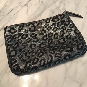 Coach Silver Leopard Print Clutch